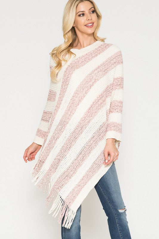 Sweet Stripe Sweater Poncho